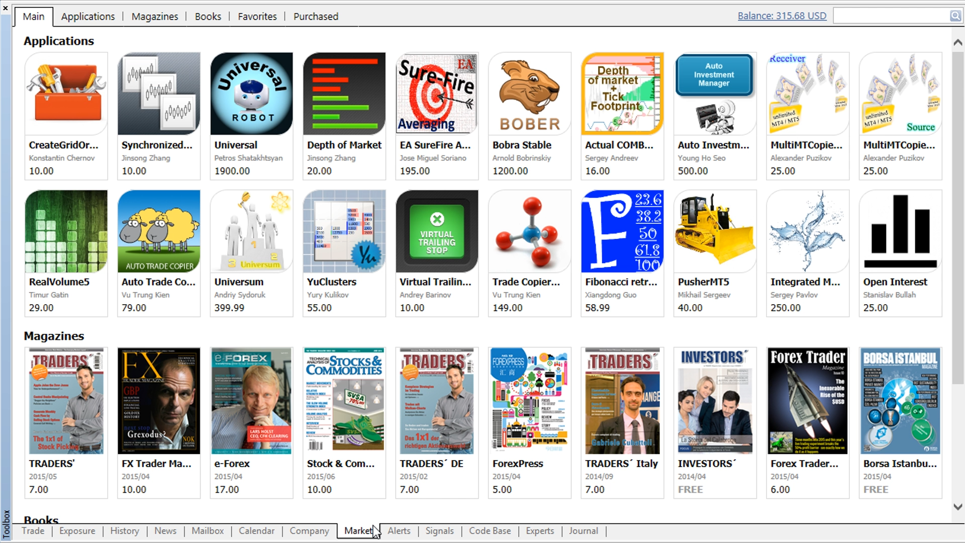 MetaTrader 5 Market: Apps, EAs, Indicators, Magazines & Books