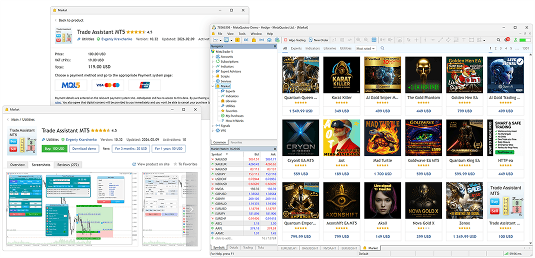 MetaTrader 5 Built-in MQL5 Market Interface
